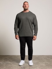 BadRhino Big & Tall Grey Waffle Crew Neck Jumper - Image 2 of 6