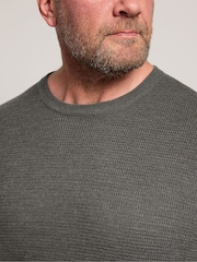 BadRhino Big & Tall Grey Waffle Crew Neck Jumper - Image 4 of 6