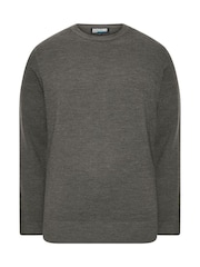 BadRhino Big & Tall Grey Waffle Crew Neck Jumper - Image 5 of 6