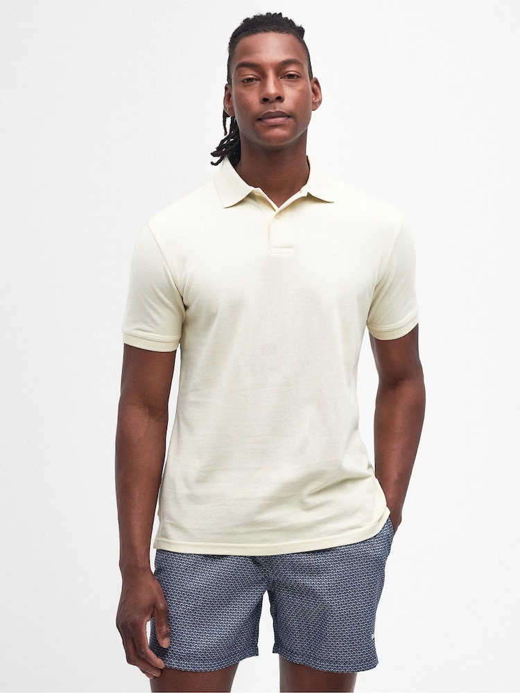 Barbour® Cream Classic Pique Polo Shirt - Image 1 of 6