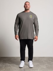 BadRhino Big & Tall Grey Long Dragon Print Long Sleeve T-Shirt - Image 2 of 6