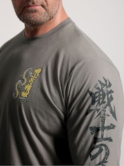 BadRhino Big & Tall Grey Long Dragon Print Long Sleeve T-Shirt - Image 4 of 6