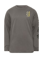 BadRhino Big & Tall Grey Long Dragon Print Long Sleeve T-Shirt - Image 5 of 6
