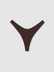 Reiss Chocolate Brown Isla Fixed-Side Thong Bikini Bottoms - Image 2 of 7