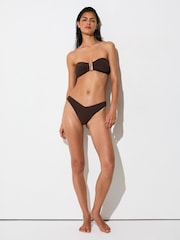 Reiss Chocolate Brown Isla Fixed-Side Thong Bikini Bottoms - Image 3 of 7