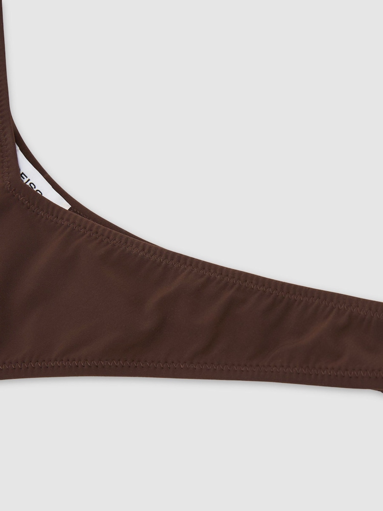 Reiss Chocolate Brown Isla Fixed-Side Thong Bikini Bottoms - Image 7 of 7