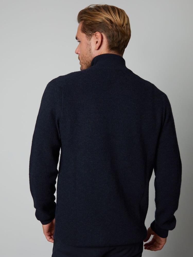 Threadbare Navy Lightweight 1/4 Zip Knitted Jumper - Image 2 of 4