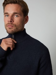 Threadbare Navy Lightweight 1/4 Zip Knitted Jumper - Image 4 of 4