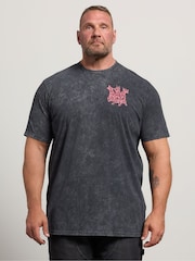 Gris - Long - BadRhino Big & Tall Doberman T-shirt délavé à l’acide - Image 1 de 7