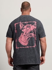 Gris - Long - BadRhino Big & Tall Doberman T-shirt délavé à l’acide - Image 3 de 7