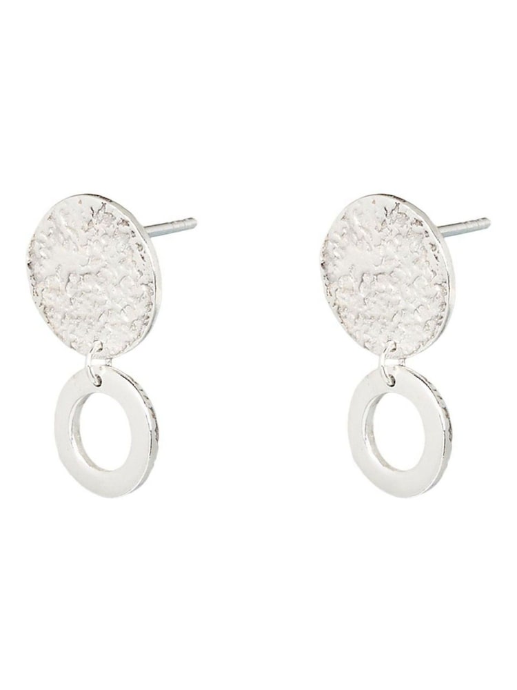 Oliver Bonas Silver Tone Disc Drop Earrings - Image 1 of 5