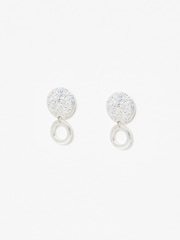 Oliver Bonas Silver Tone Disc Drop Earrings - Image 2 of 5
