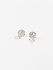 Oliver Bonas Silver Tone Disc Drop Earrings - Image 3 of 5