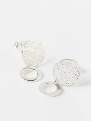 Oliver Bonas Silver Tone Disc Drop Earrings - Image 5 of 5