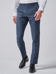 Blue Slim Wool Blend Donegal Suit: Trousers - Image 1 of 4