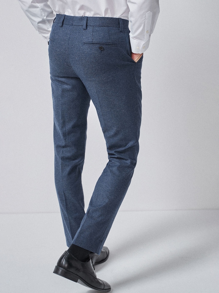 Blue Slim Wool Blend Donegal Suit: Trousers - Image 2 of 4
