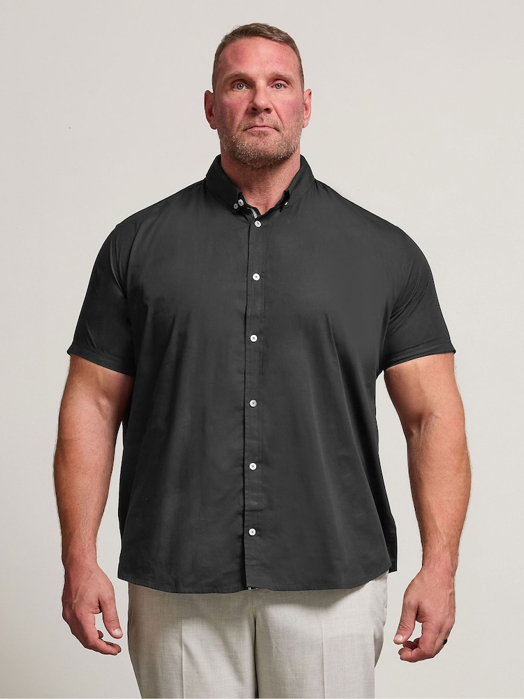 BadRhino Big & Tall Black Poplin Short Sleeve Shirt - Image 1 of 6 BadRhino Big & Tall Black Poplin Short Sleeve Shirt - Image 1 of 6