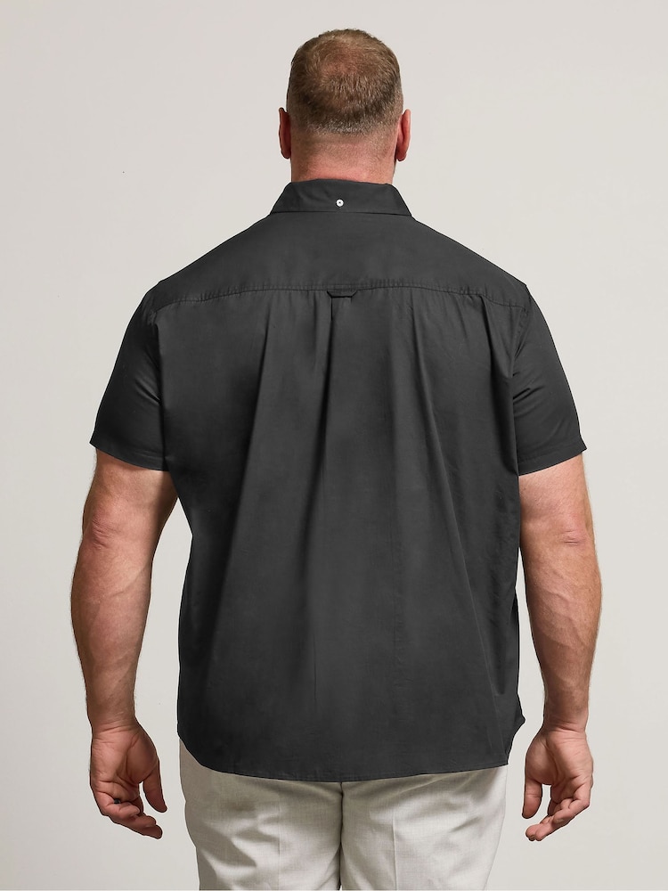 BadRhino Big & Tall Black Poplin Short Sleeve Shirt - Image 2 of 6 BadRhino Big & Tall Black Poplin Short Sleeve Shirt - Image 2 of 6