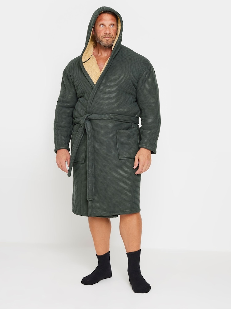 Grøn - BadRhino Big & Tall Waffle Borg Lined Dressing Gown - Billede 2 af 4 Grøn - BadRhino Big & Tall Waffle Borg Lined Dressing Gown - Billede 2 af 4