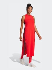 Длинное платье со спиной-борцовкой в полоску с 3полосками adidas Essentials - Изображение 3 7