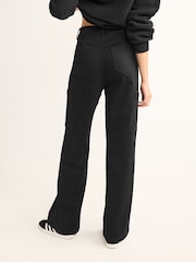 Schwarz - Bequeme, gebürstete Denim-Hose mit weitem Bein - Bild 4 von 7