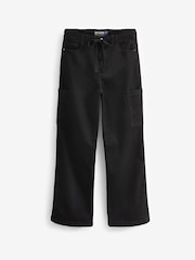 Schwarz - Bequeme, gebürstete Denim-Hose mit weitem Bein - Bild 6 von 7