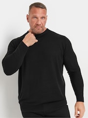Preto - Camisola de malha com gola redonda BadRhino Big & Tall - Imagem 1 de 3
