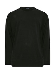 Preto - Camisola de malha com gola redonda BadRhino Big & Tall - Imagem 2 de 3
