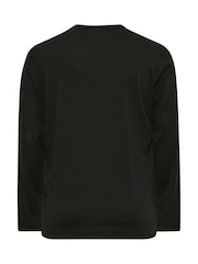 Preto - Camisola de malha com gola redonda BadRhino Big & Tall - Imagem 3 de 3