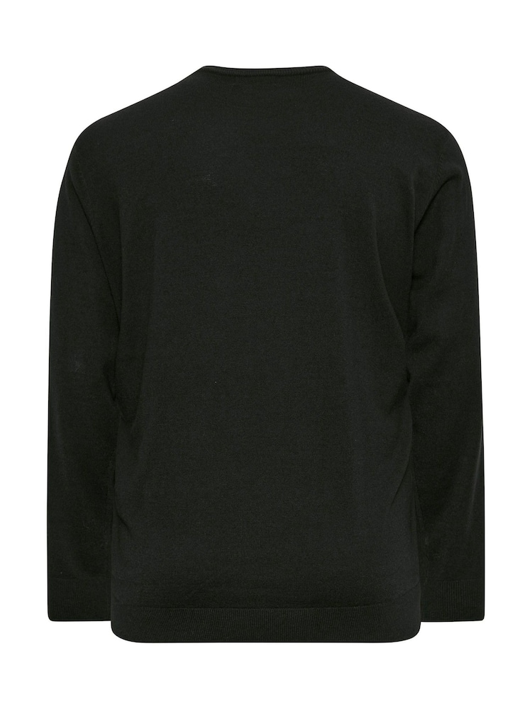 Preto - Camisola de malha com gola redonda BadRhino Big & Tall - Imagem 3 de 3