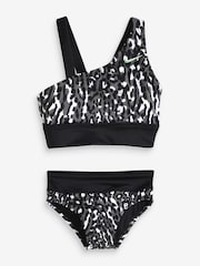 Черный - Бикини с асимметричным топом Nike Animal принтом - Image 2 of 5