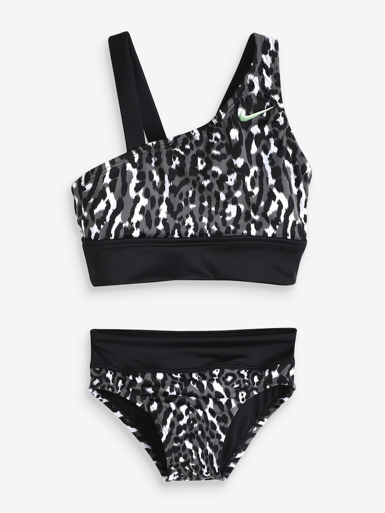 Черный - Бикини с асимметричным топом Nike Animal принтом - Image 2 of 5
