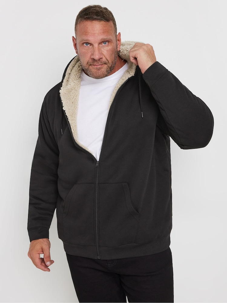 BadRhino Big & Tall Black Borg Zip Through Hoodie - Image 1 of 3