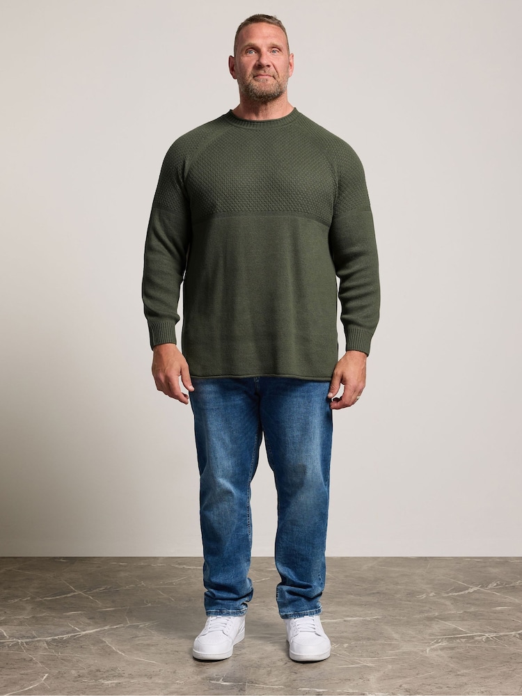 Grün - BadRhino Big & Tall – Halbstrukturierter Strickpullover mit Rundhalsausschnitt - Bild 2 von 6 Grün - BadRhino Big & Tall – Halbstrukturierter Strickpullover mit Rundhalsausschnitt - Bild 2 von 6