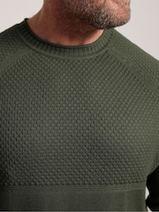 Grün - BadRhino Big & Tall – Halbstrukturierter Strickpullover mit Rundhalsausschnitt - Bild 4 von 6