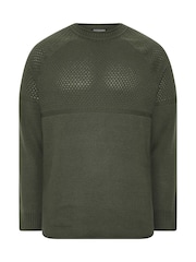 Grün - BadRhino Big & Tall – Halbstrukturierter Strickpullover mit Rundhalsausschnitt - Bild 5 von 6