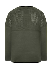 Grün - BadRhino Big & Tall – Halbstrukturierter Strickpullover mit Rundhalsausschnitt - Bild 6 von 6