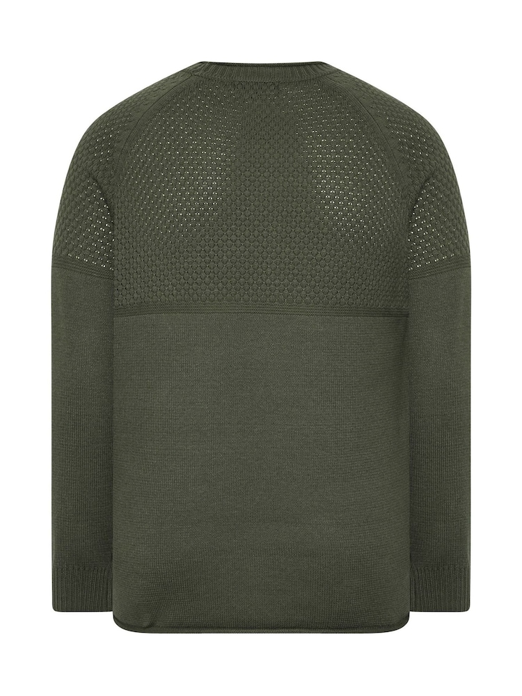 Grün - BadRhino Big & Tall – Halbstrukturierter Strickpullover mit Rundhalsausschnitt - Bild 6 von 6 Grün - BadRhino Big & Tall – Halbstrukturierter Strickpullover mit Rundhalsausschnitt - Bild 6 von 6