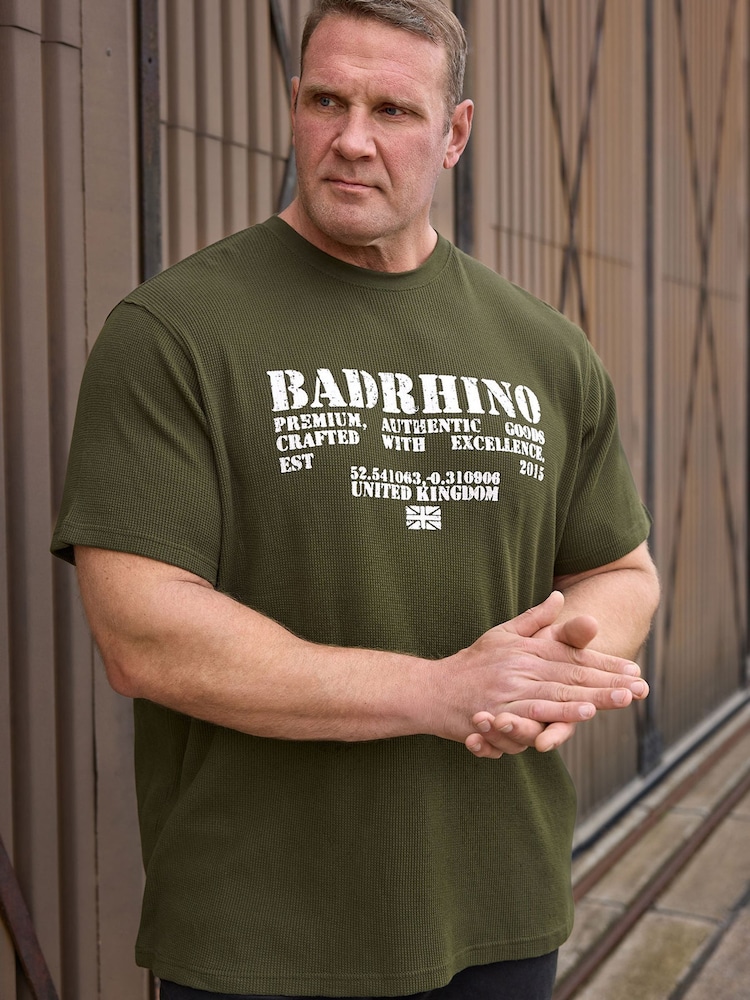 Badrhino Big & Tall Military vohvelikuvioinen t-paita - Kuva 2 / 3