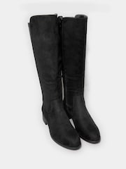 Yours Curve Black Wide Fit Stretch Knee High Boots - Image 3 of 4