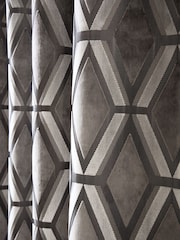 Grey Silver Collection Luxe Heavyweight Geometric Cut Velvet Lined Eyelet Curtains - Image 5 of 5