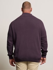 BadRhino Big & Tall Purple Milano Quarter Zip Knitted Jumper - Image 3 of 4