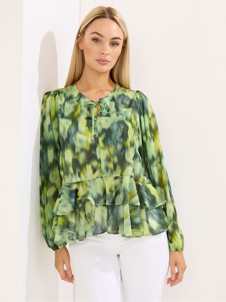 Star by Julien MacDonald Green Frill Hem Blouse - Image 1 of 5 Star by Julien MacDonald Green Frill Hem Blouse - Image 1 of 5