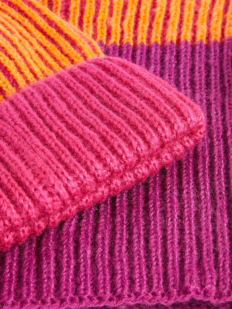 Orange/Pink Colourblock Hat & Scarf Set (1-16yrs) (1-13yrs) - Image 2 of 2
