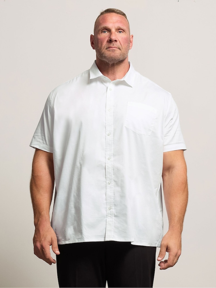 BadRhino Big & Tall White Stretch Short Sleeve Shirt - Image 1 of 4 BadRhino Big & Tall White Stretch Short Sleeve Shirt - Image 1 of 4