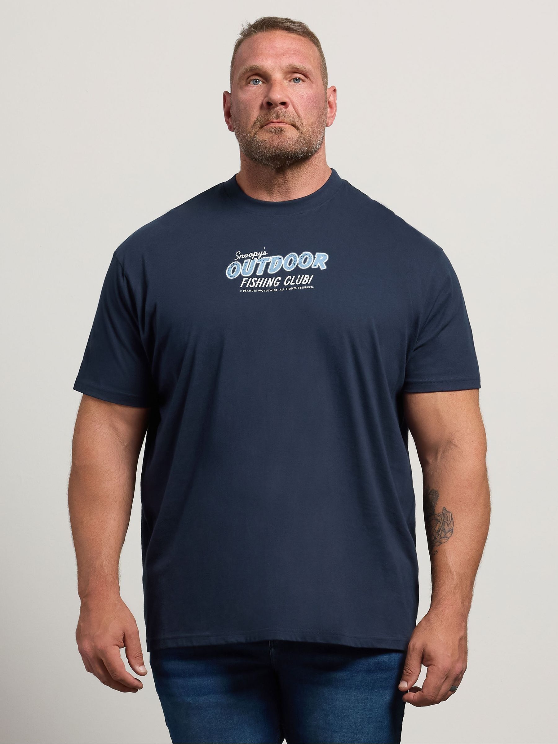 Badrhino Men's Dark Navy Peanuts Graphic T-Shirt In | Size: 7-8Xl - Image 2