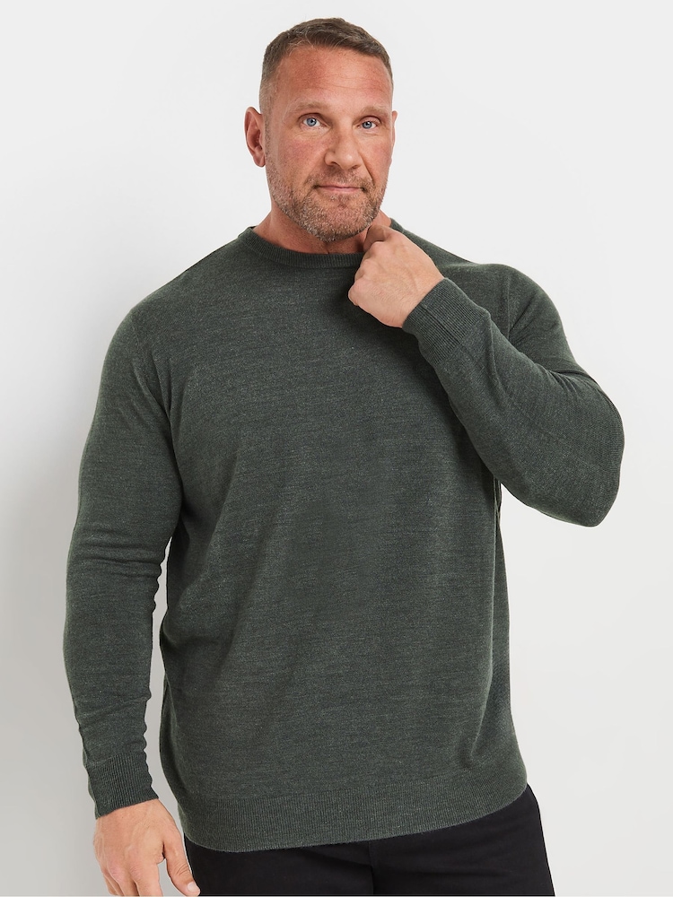 Cinza - Camisola de malha com gola redonda BadRhino Big & Tall - Imagem 1 de 3