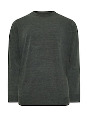 Cinza - Camisola de malha com gola redonda BadRhino Big & Tall - Imagem 2 de 3