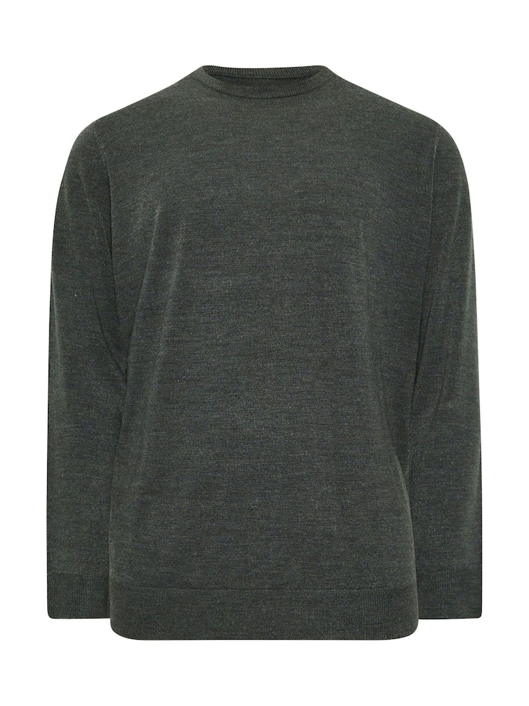 Cinza - Camisola de malha com gola redonda BadRhino Big & Tall - Imagem 2 de 3