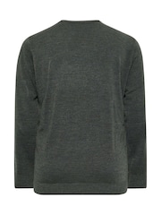 Cinza - Camisola de malha com gola redonda BadRhino Big & Tall - Imagem 3 de 3